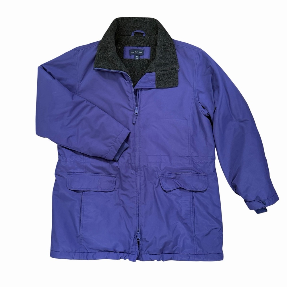 LANDS END Size M /P 10-12 Fleece Lined Polartec Aircore-200 Parka NO HOOD Womens